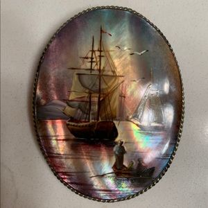 Russian Mother of Pearl Brooch